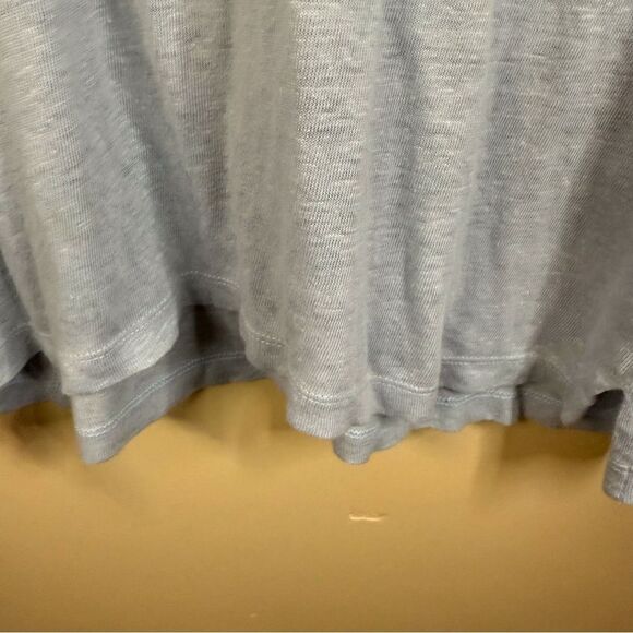 Sandro Paris Mens Linen Baby Blue Size Large Polo Small Flaw Preppy Grunge‎ Boho - Picture 5 of 7